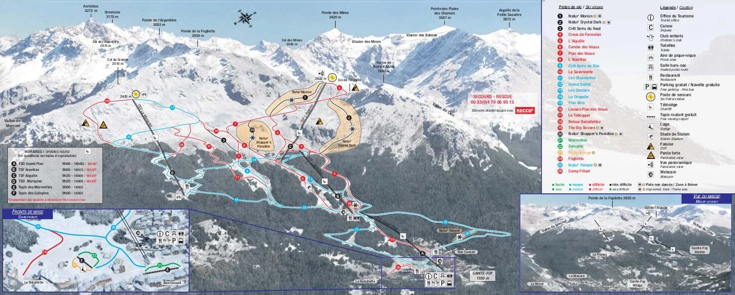 Схема склонов курорта Sainte-Anne la Condamine - La Condamine-Châtelard