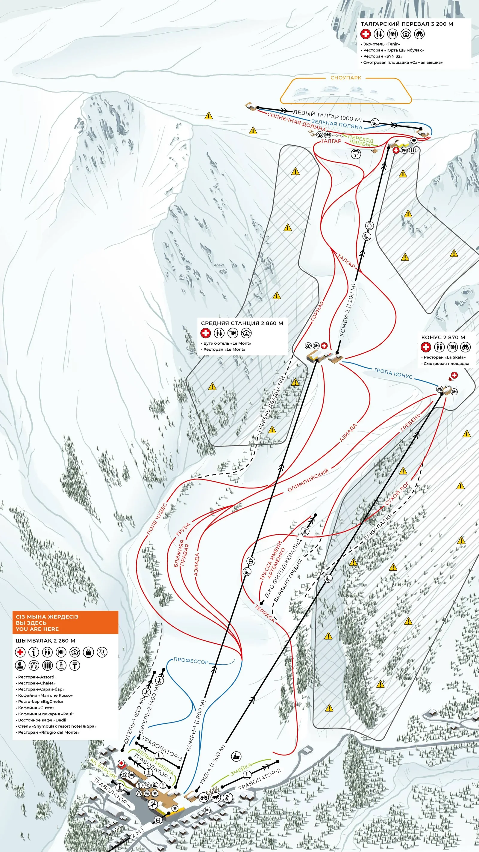 Shymbulak (Chimbulak) ski resort trail map