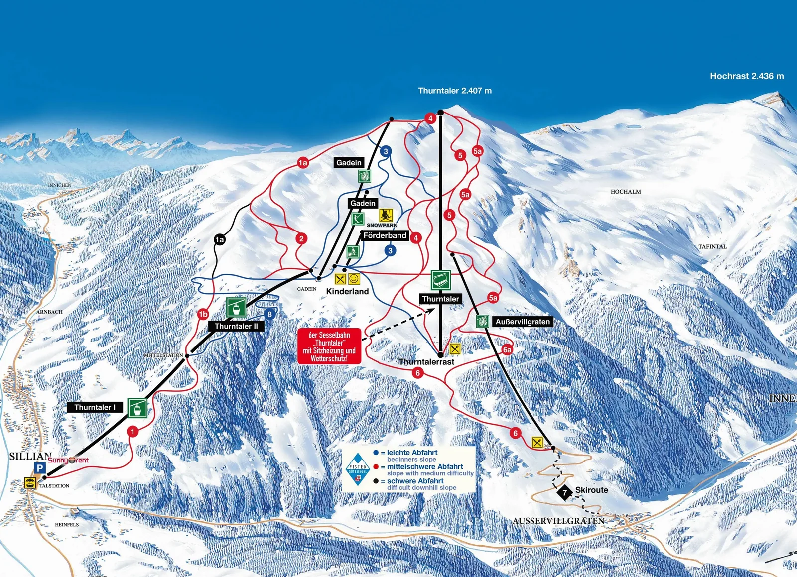 Sillian - Thurntaler (Hochpustertal) ski resort trail map