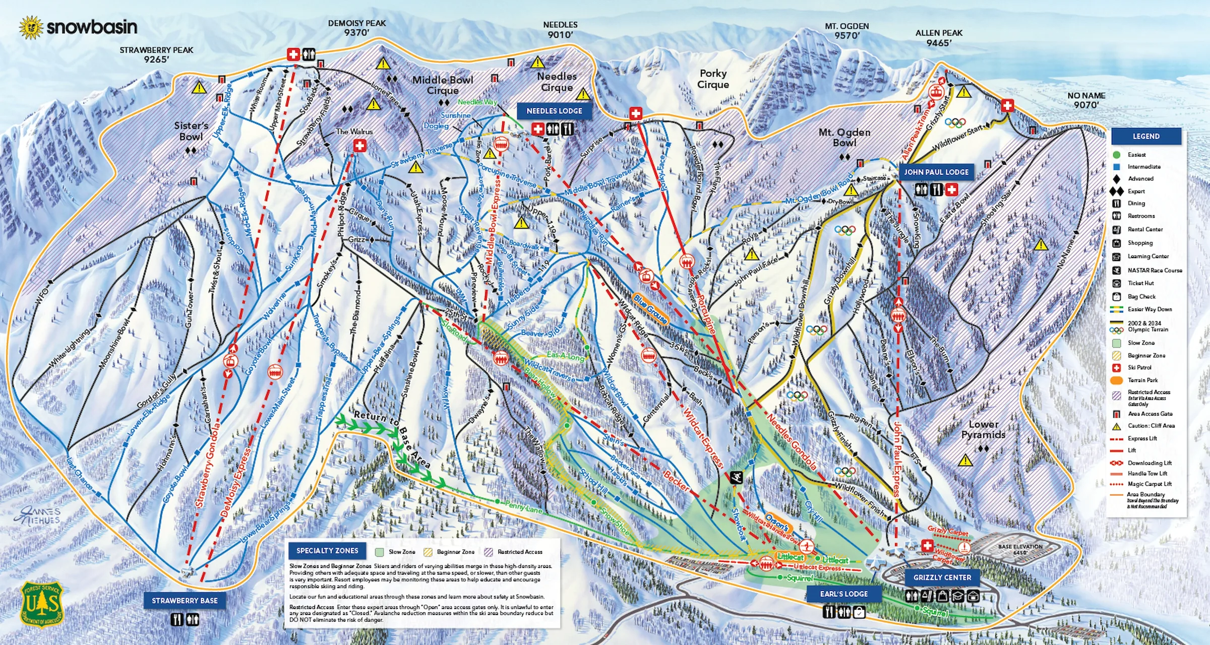 Mapa tras ośrodka Snowbasin