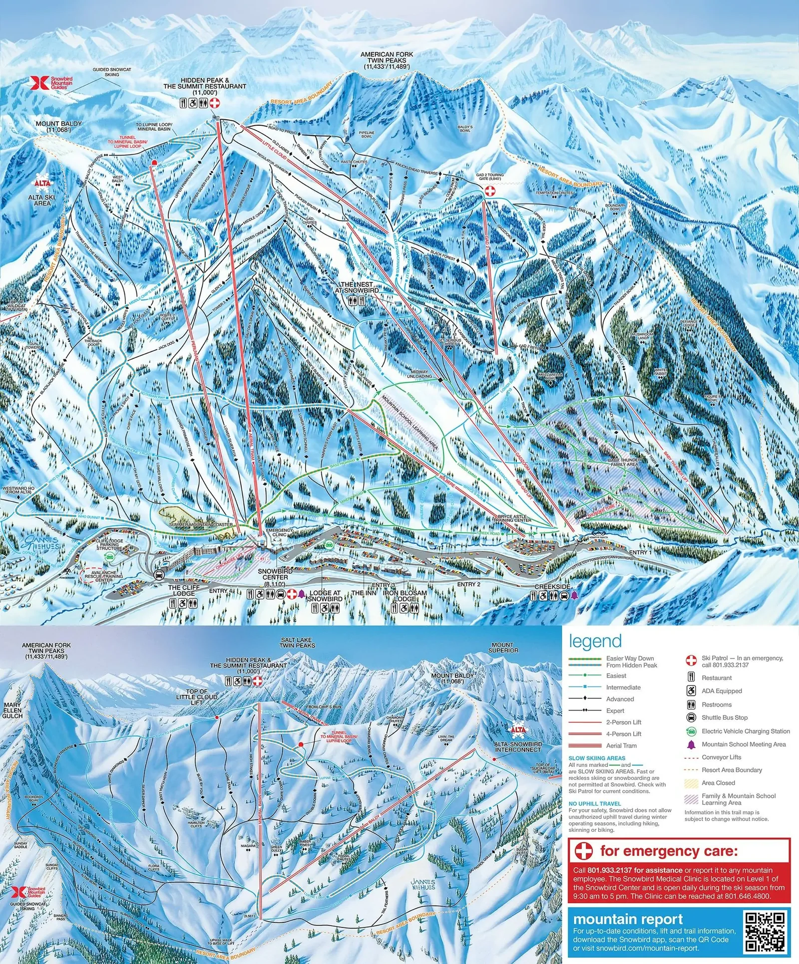 Snowbird ski resort trail map