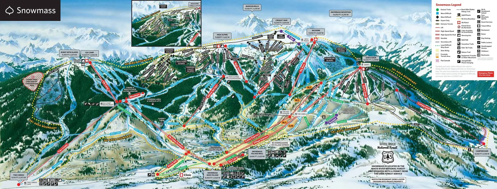 Snowmass ski resort trail map
