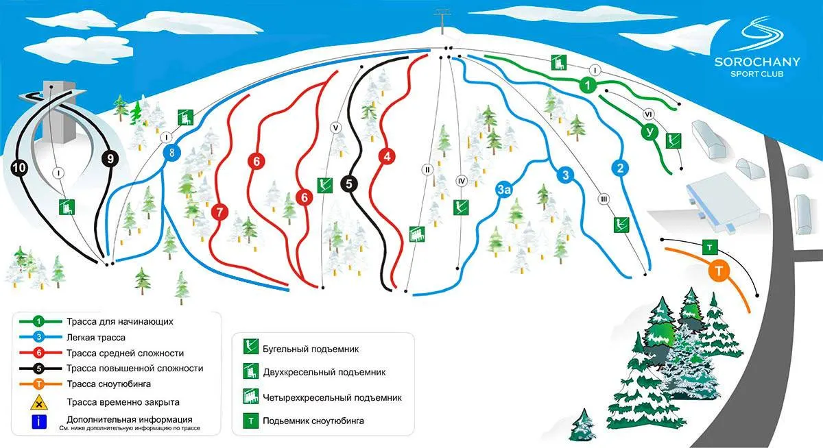 Sorochany - Kurovo ski resort trail map