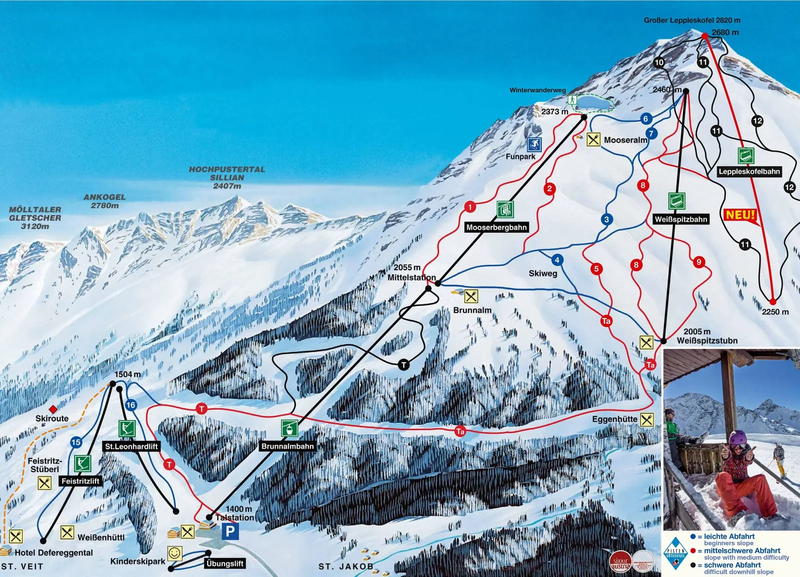St. Jakob im Defereggental - Brunnalm ski resort trail map