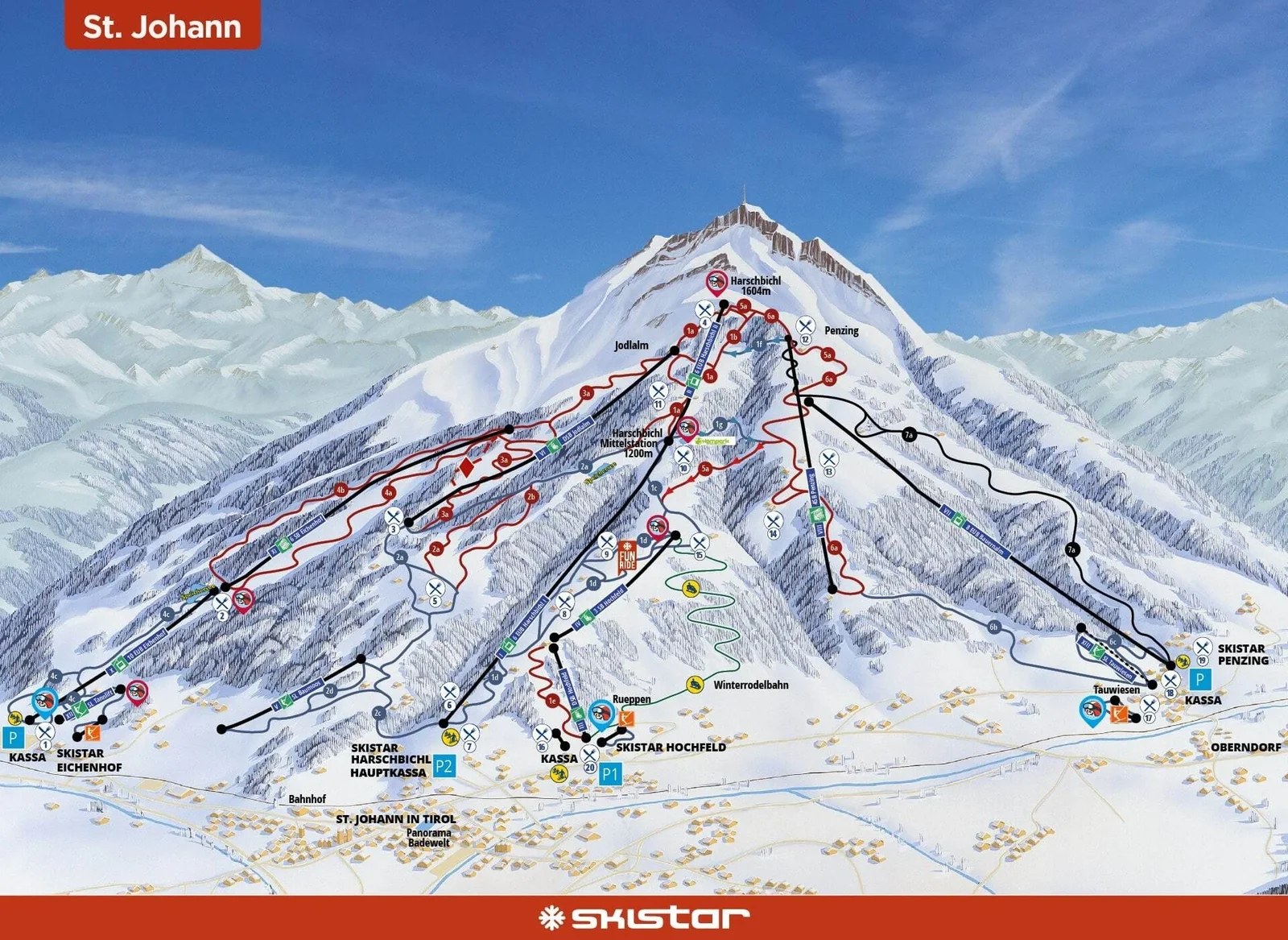 Схема склонов курорта St. Johann - Alpendorf