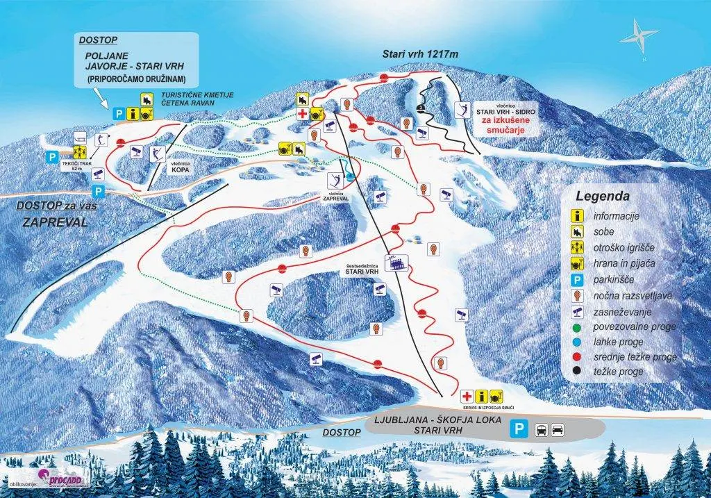 Stari Vrh ski resort trail map