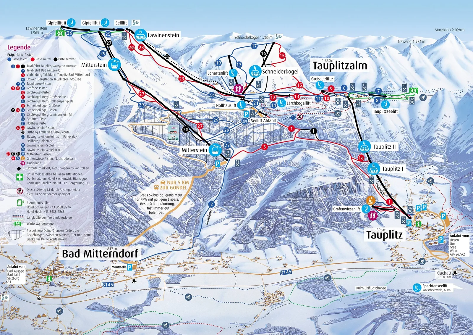 Tauplitz - Bad Mitterndorf ski resort trail map