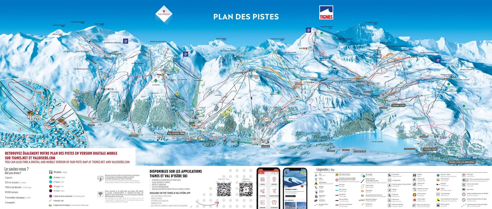 Tignes/Val d'Isère ski resort trail map