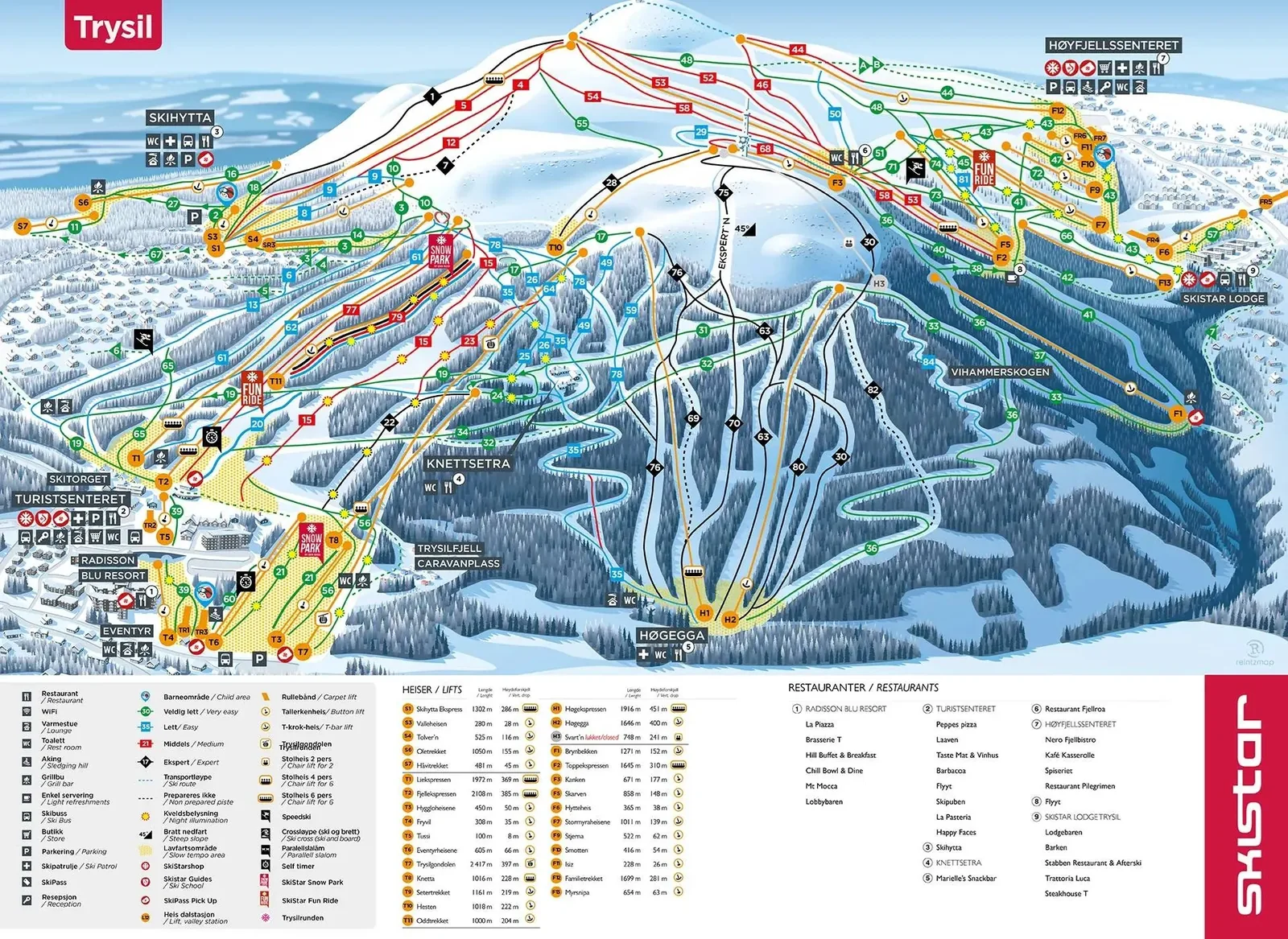 Trysil ski resort trail map