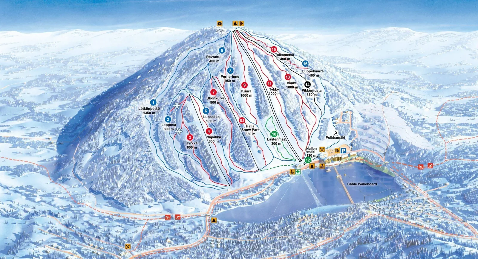 Ukkohalla ski resort trail map
