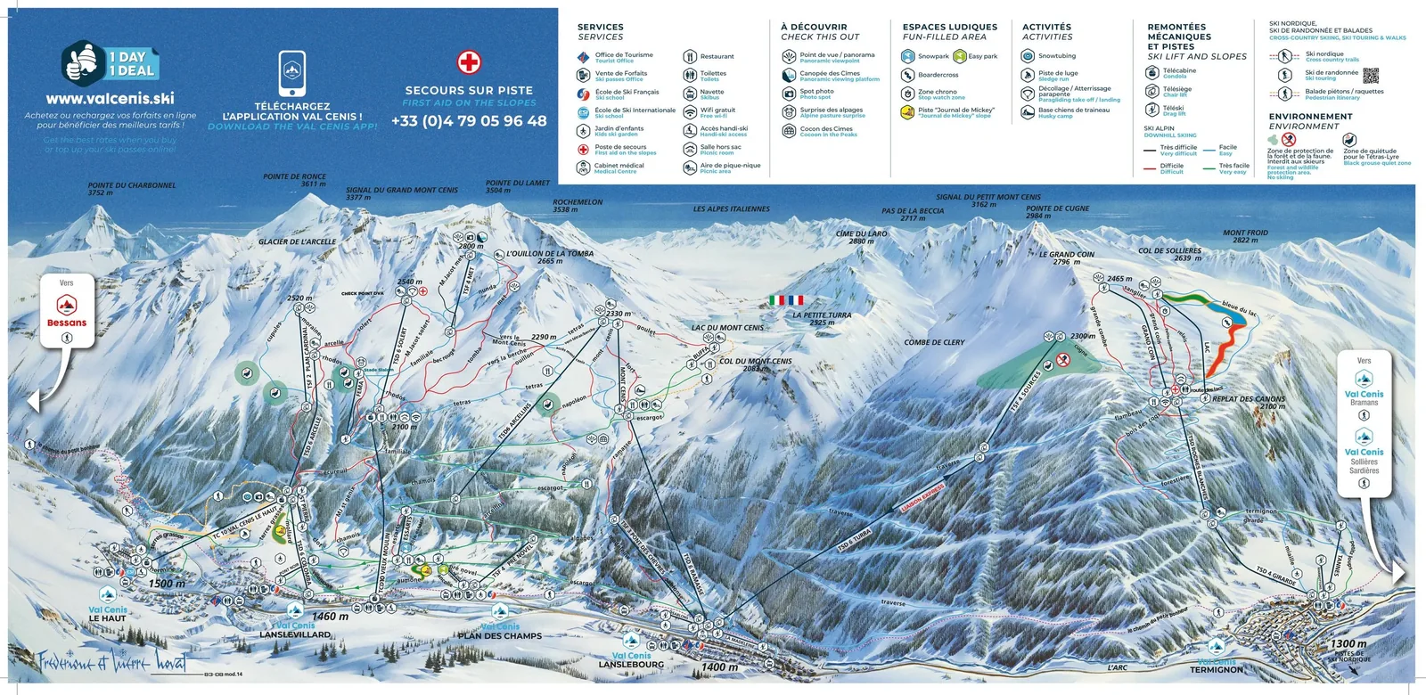 Val Cenis - Lanslevillard/Lanslebourg/Termignon ski resort trail map