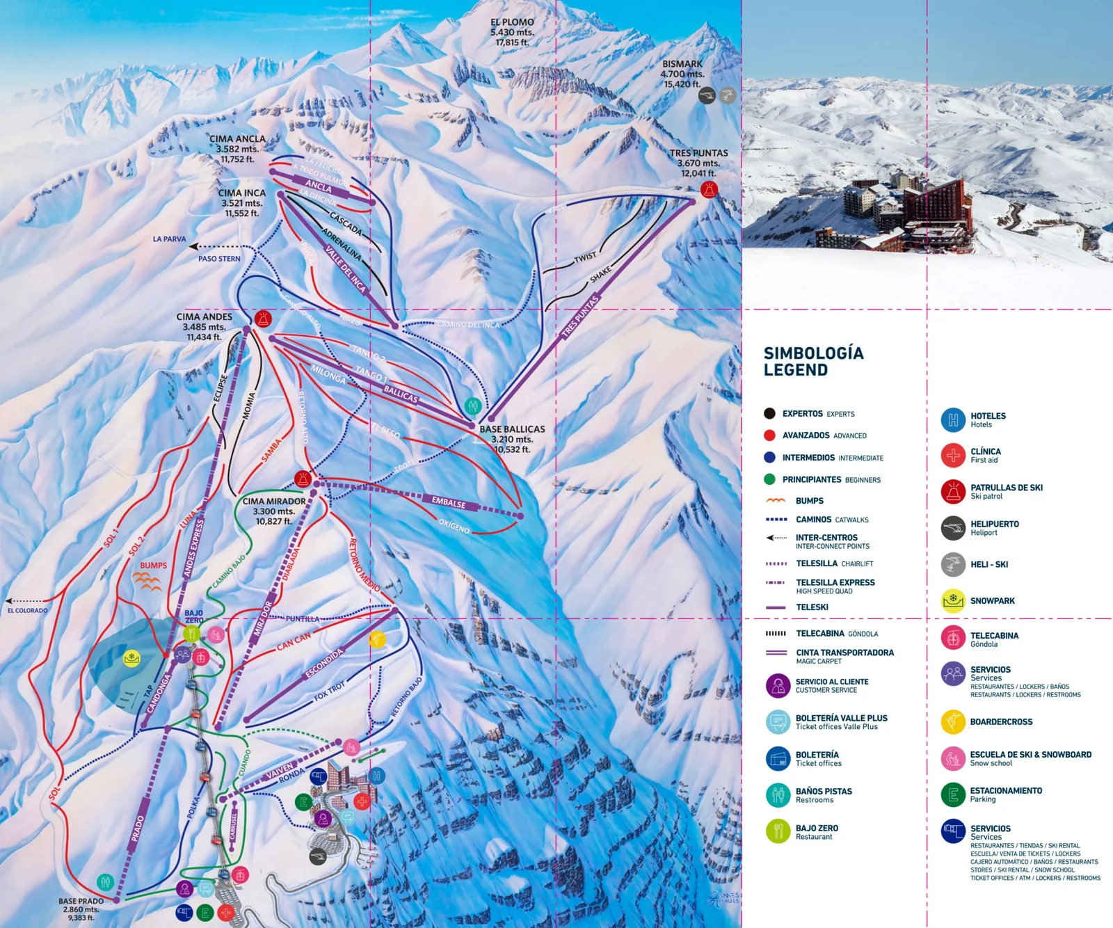 Valle Nevado ski resort trail map