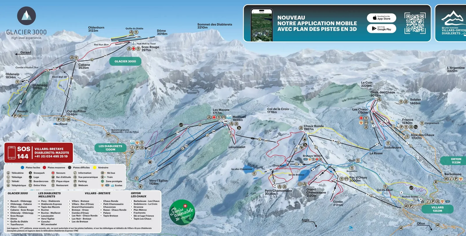 Villars/Gryon/Les Diablerets ski resort trail map