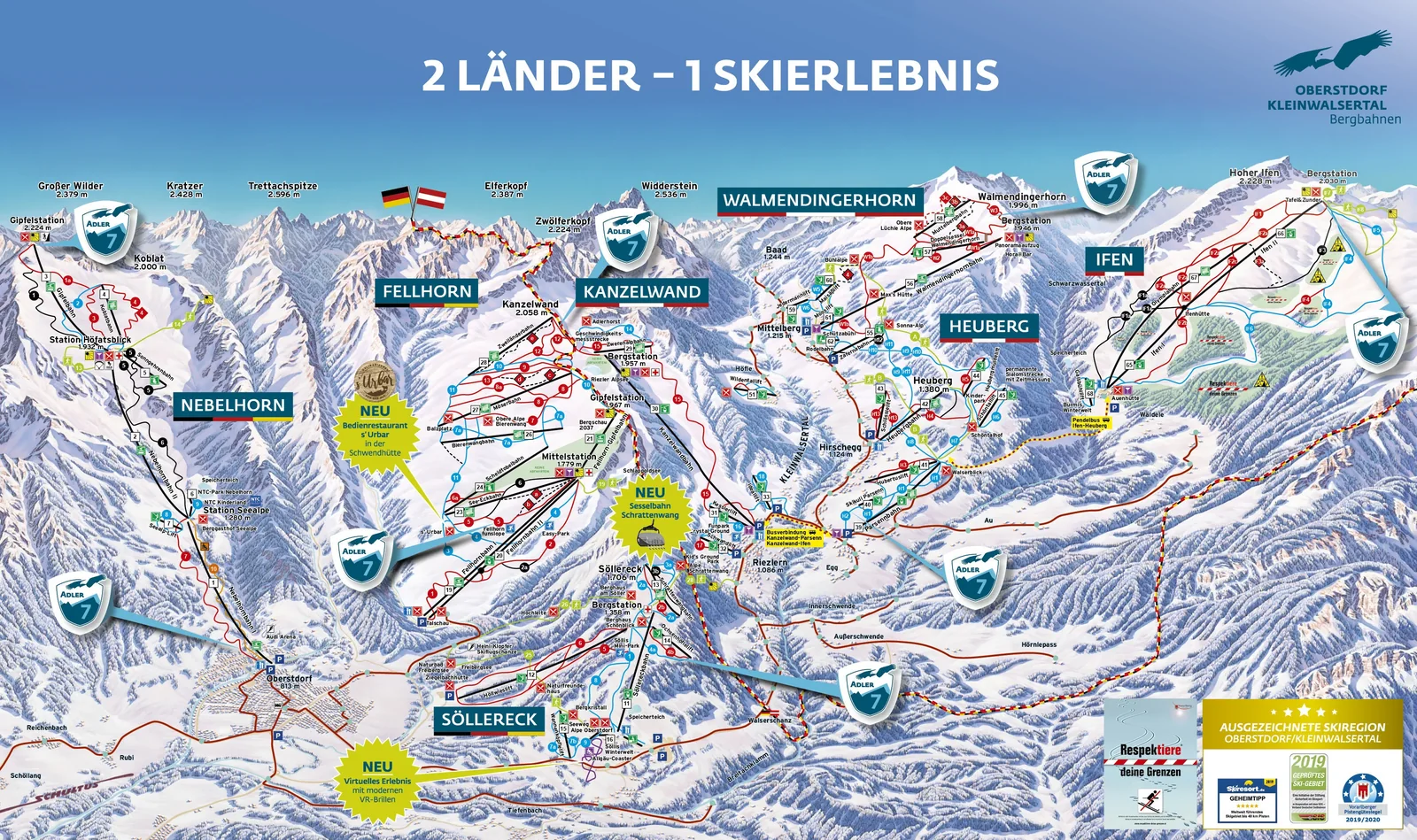 Схема склонов курорта Walmendingerhorn/Heuberg - Mittelberg/Hirschegg
