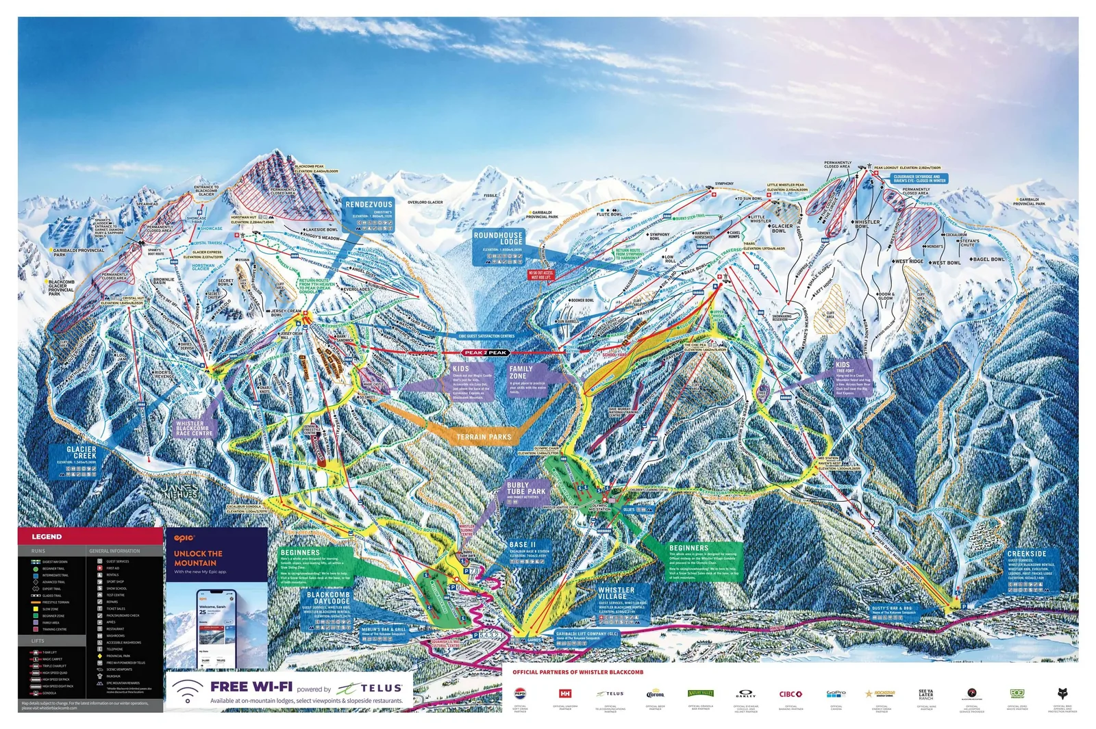 Whistler Blackcomb ski resort trail map