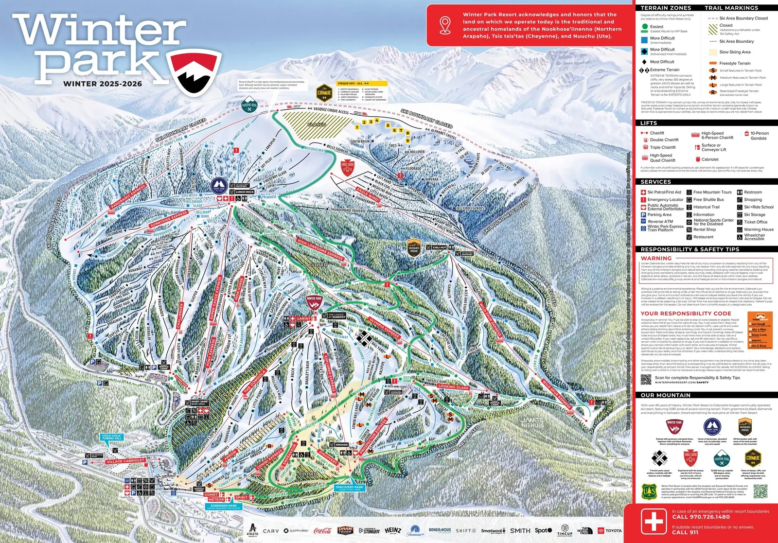 Winter Park Resort ski resort trail map