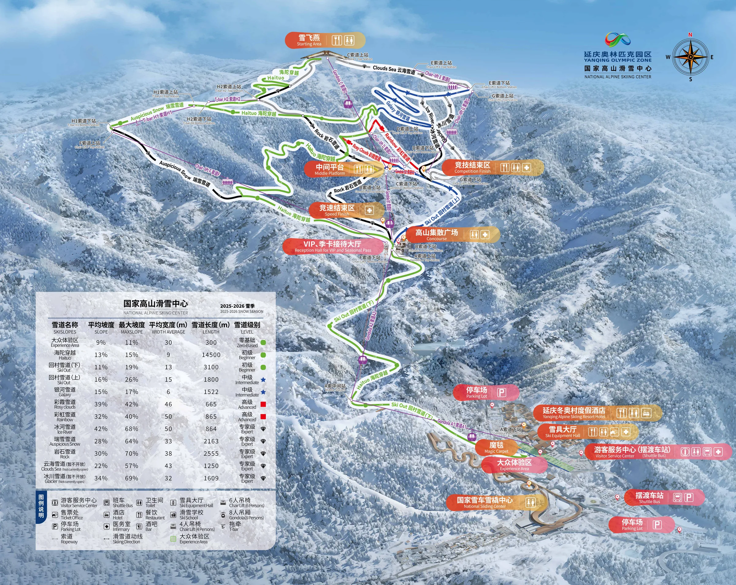 Схема склонов курорта Yanqing National Alpine Ski Centre