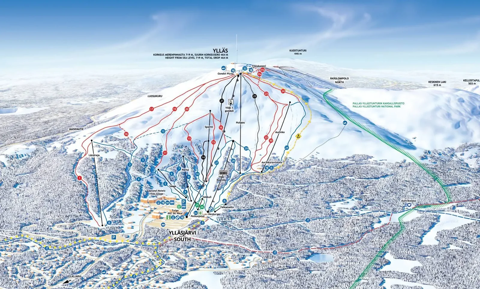 Ylläs ski resort trail map