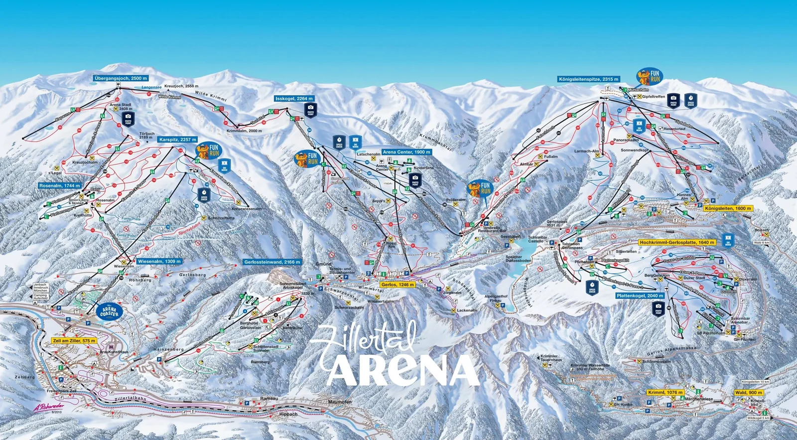 Zillertal Arena - Zell am Ziller/Gerlos/Königsleiten/Hochkrimml ski resort trail map