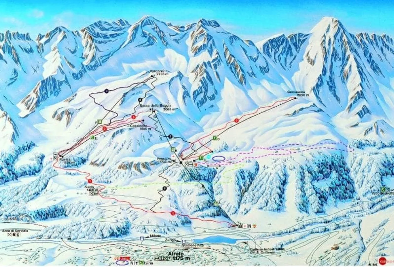 Схема склонов курорта Airolo