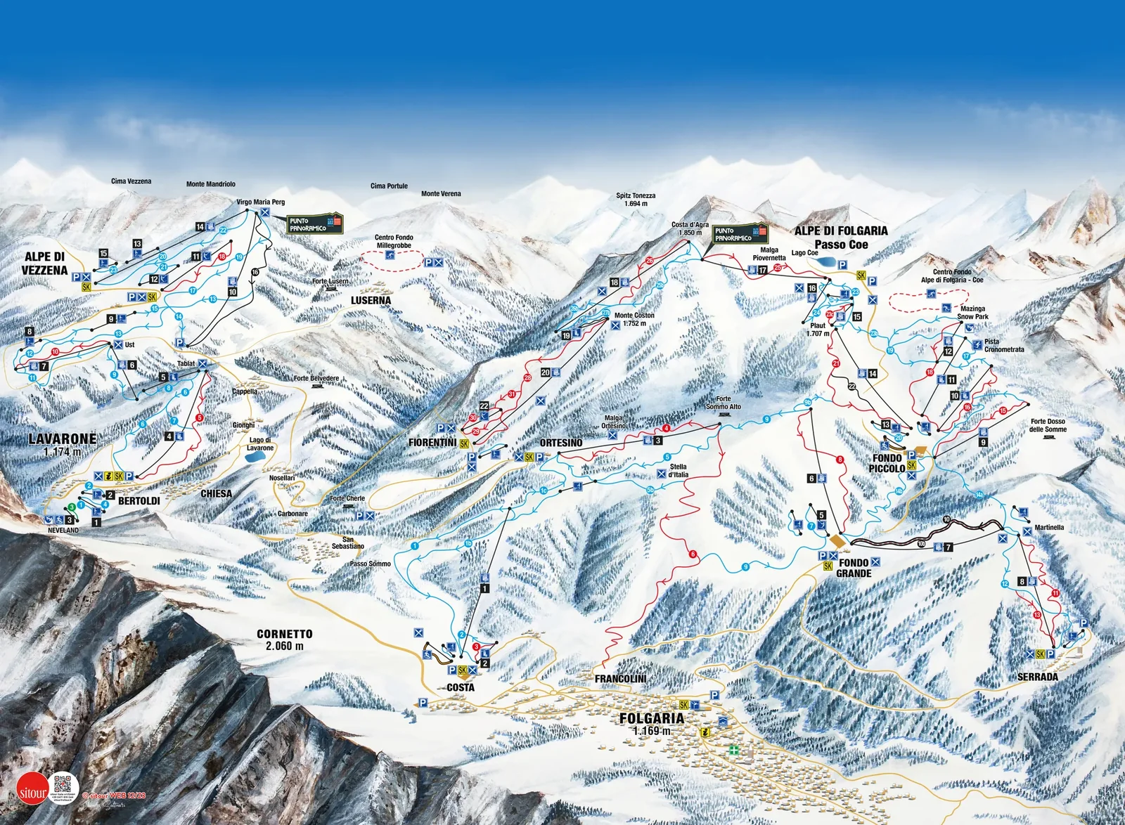 Схема склонов курорта Alpe Cimbra