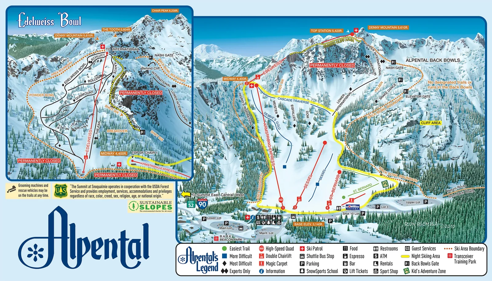 Схема склонов курорта Alpental