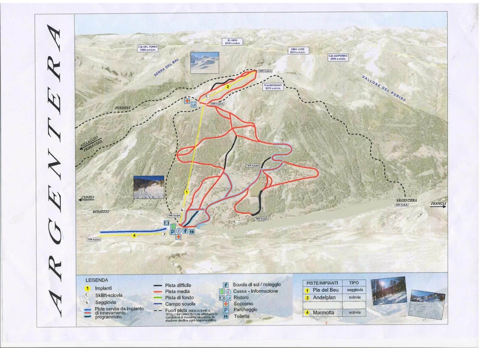 Argentera ski resort trail map