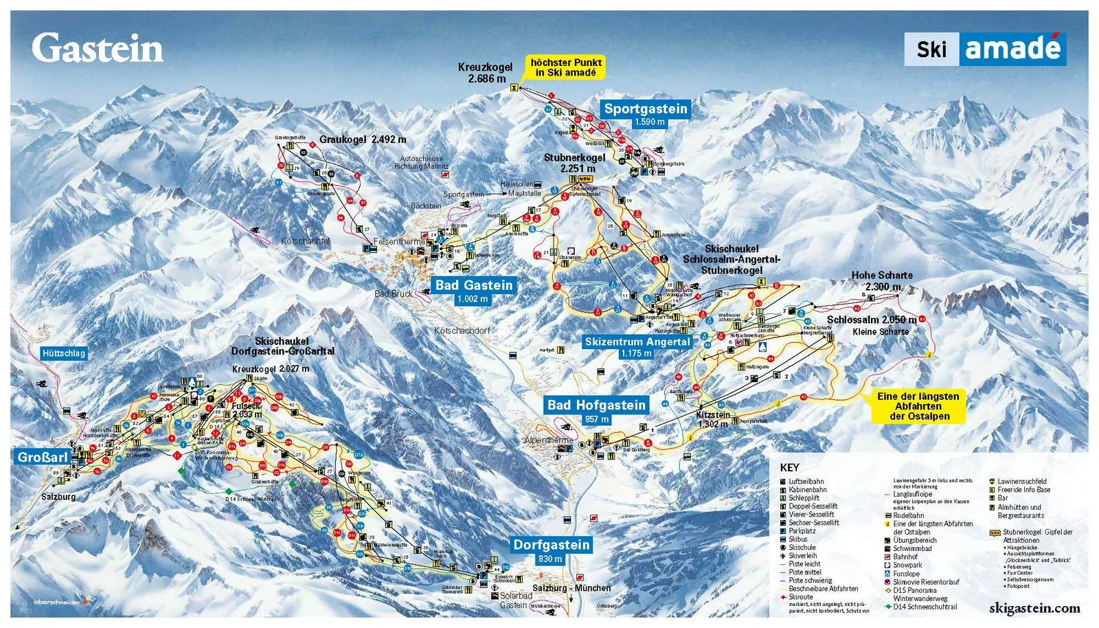 Схема склонов курорта Bad Gastein - Graukogel