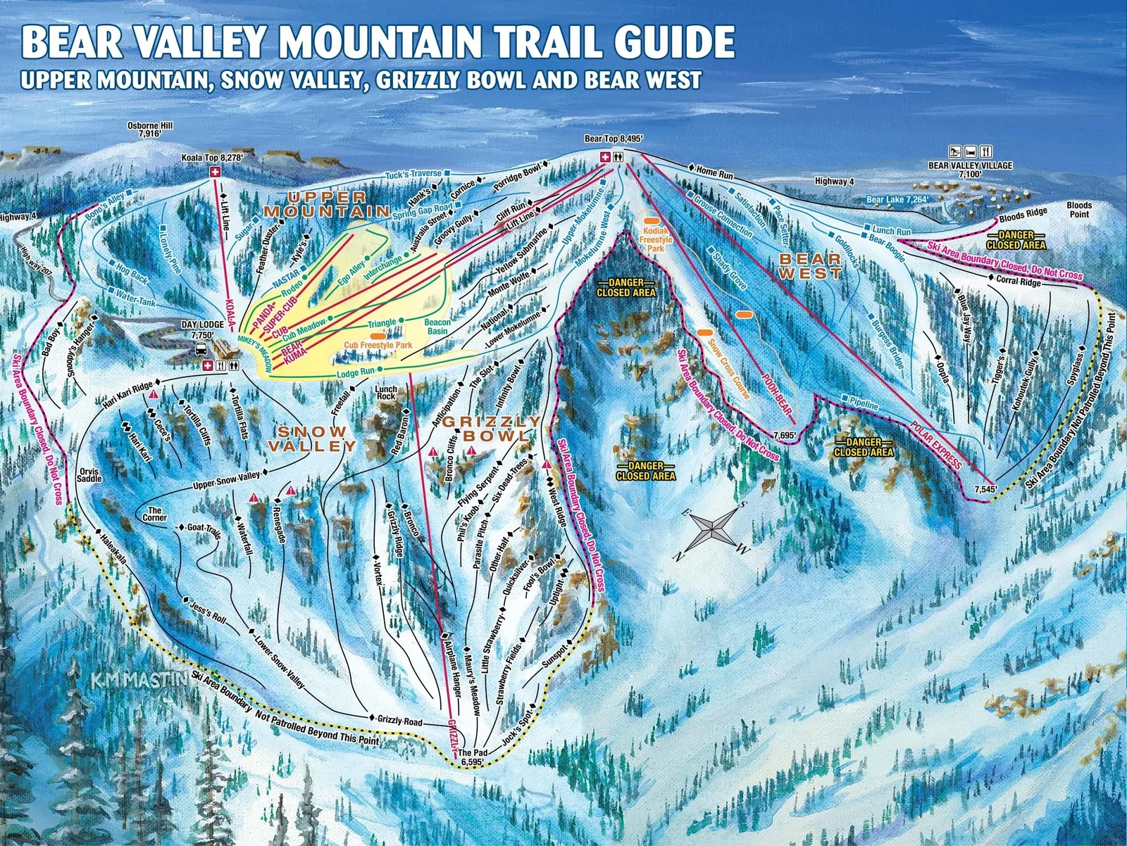 Bear Valley ski resort trail map
