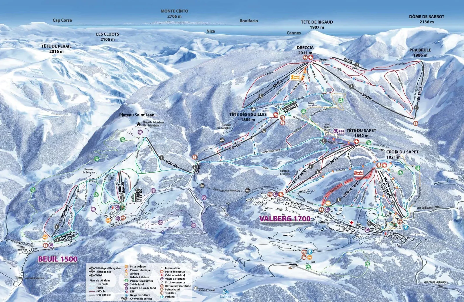 Beuil les Launes ski resort trail map
