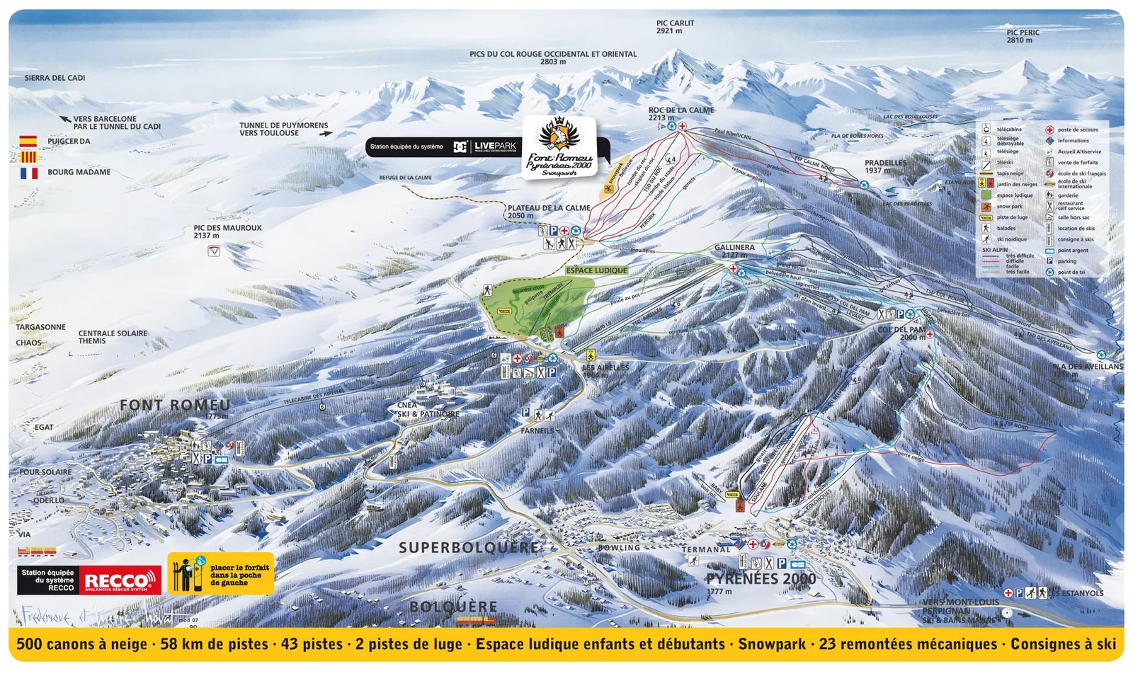 Схема склонов курорта Bolquère - Pyrénées 2000