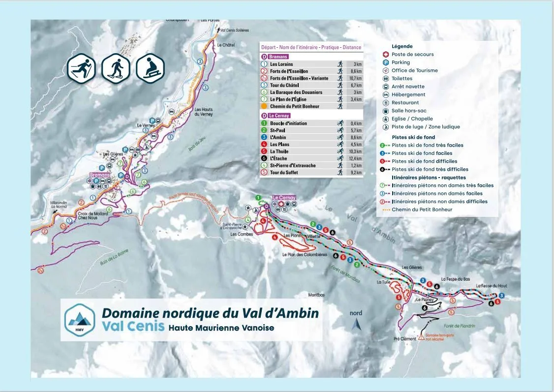 Bramans ski resort trail map