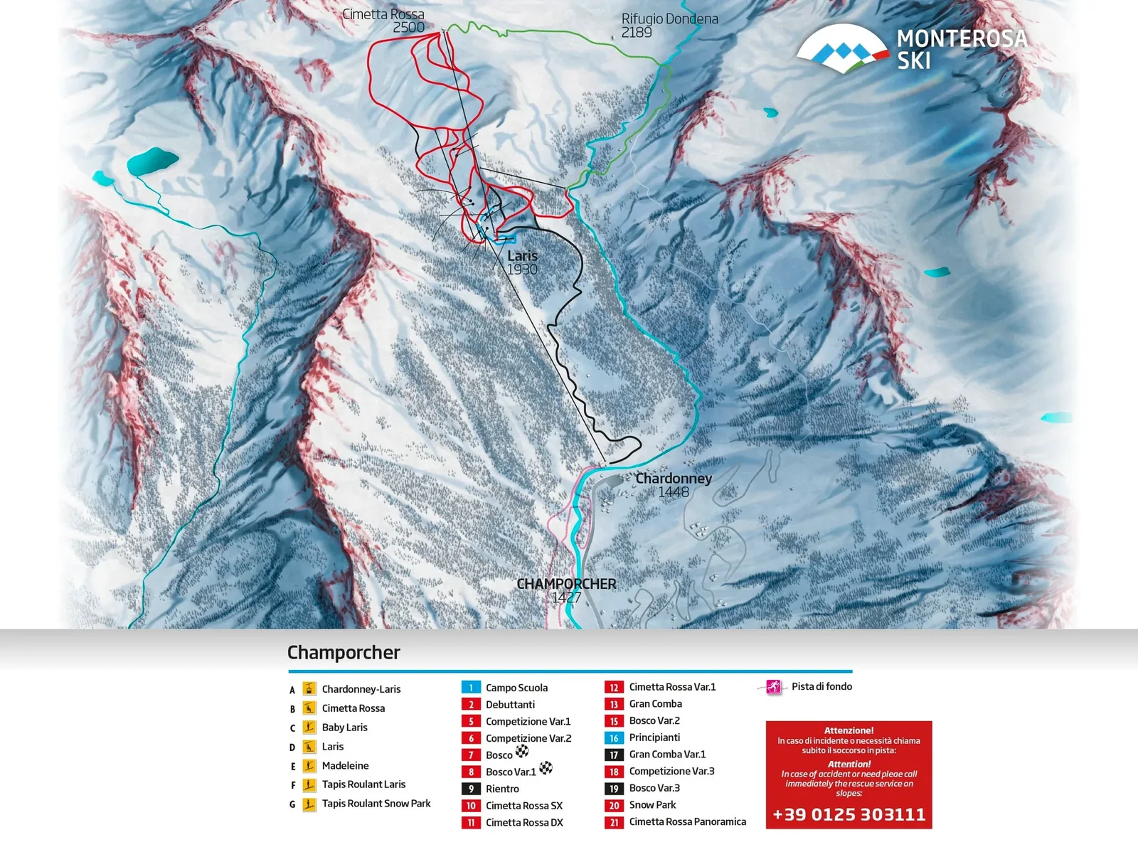 Champorcher ski resort trail map