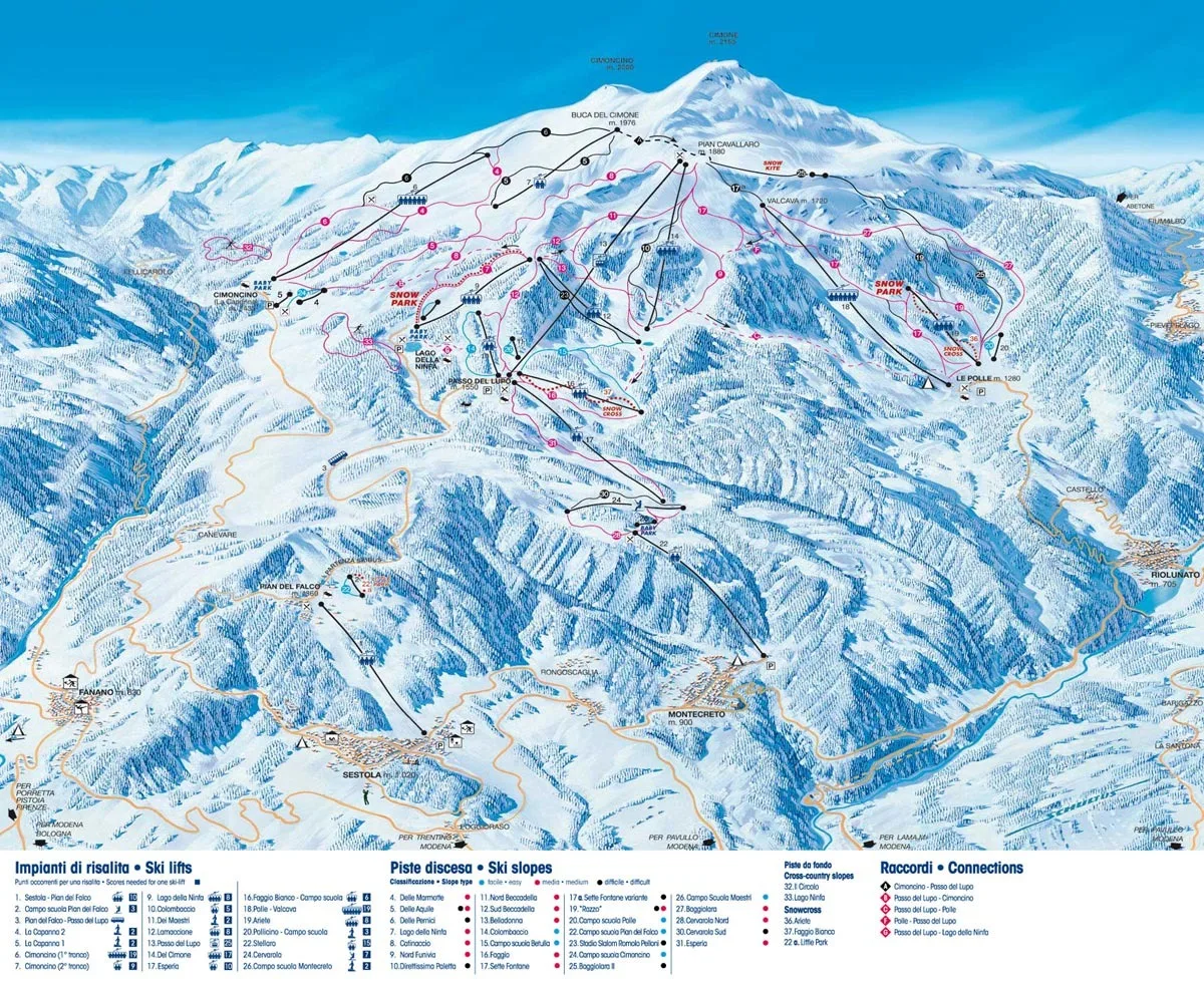 Cimone ski resort trail map