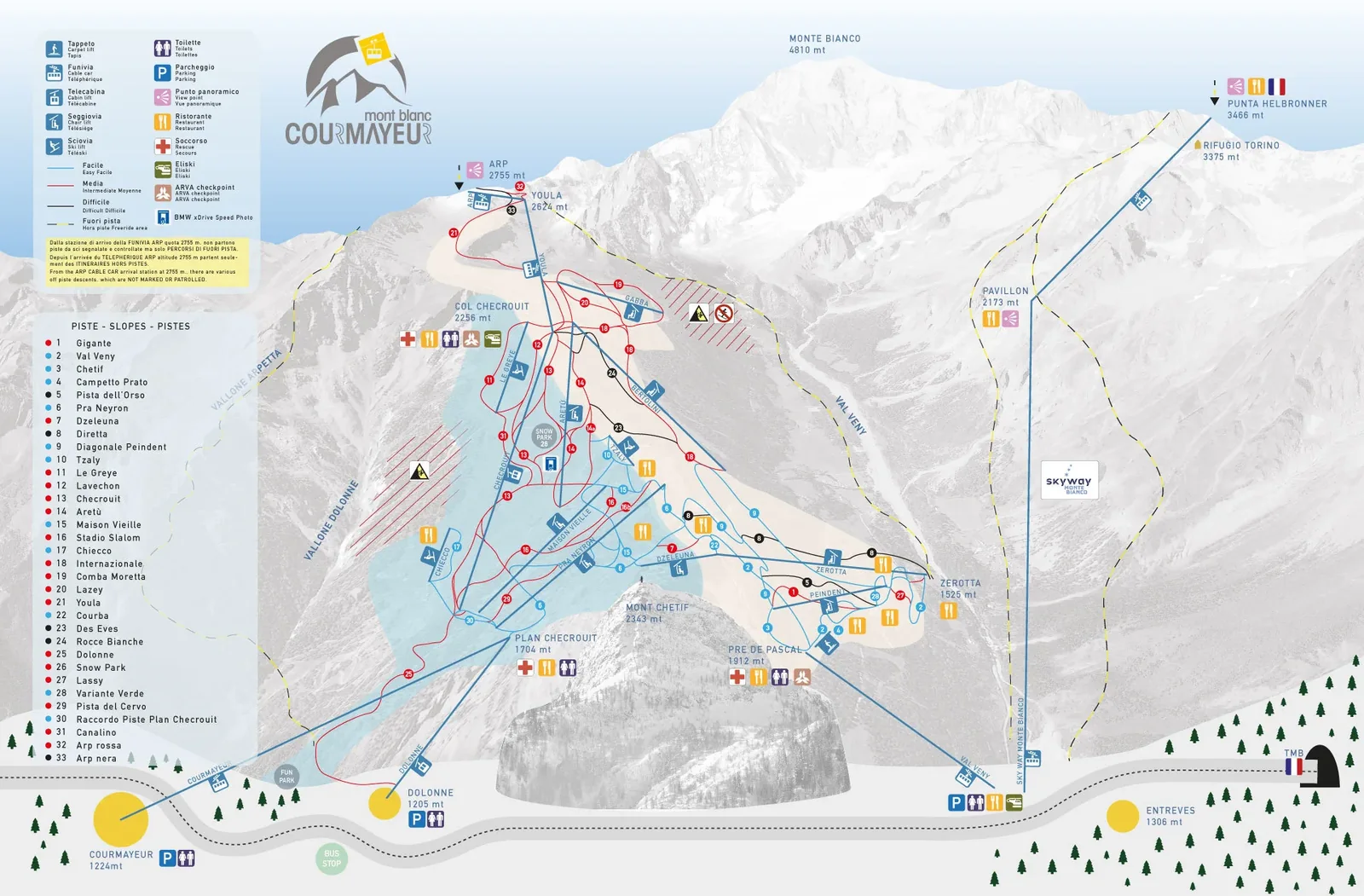 Courmayeur ski resort trail map