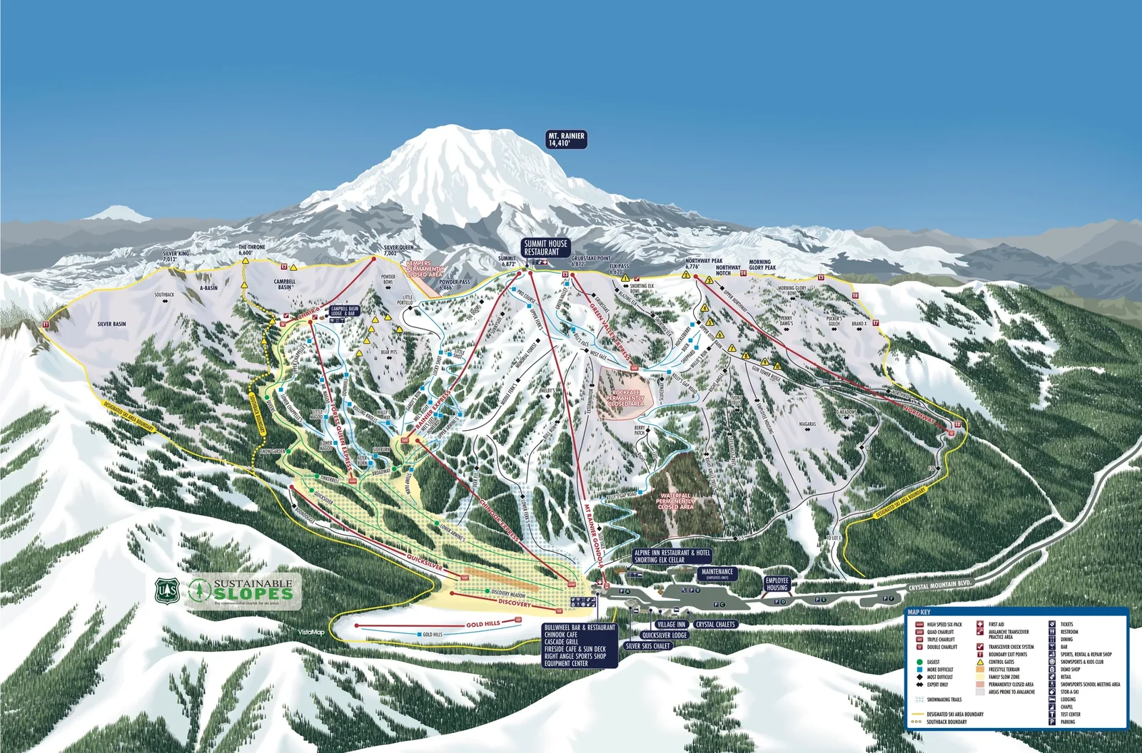 Схема склонов курорта Crystal Mountain