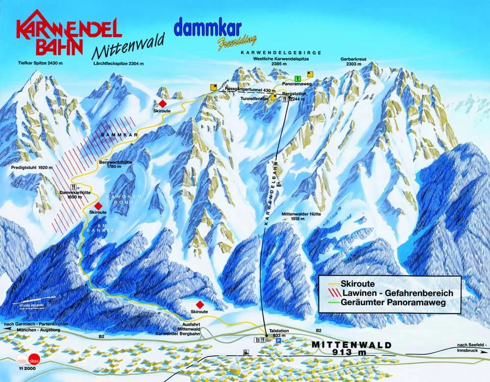 Схема склонов курорта Dammkar - Karwendel