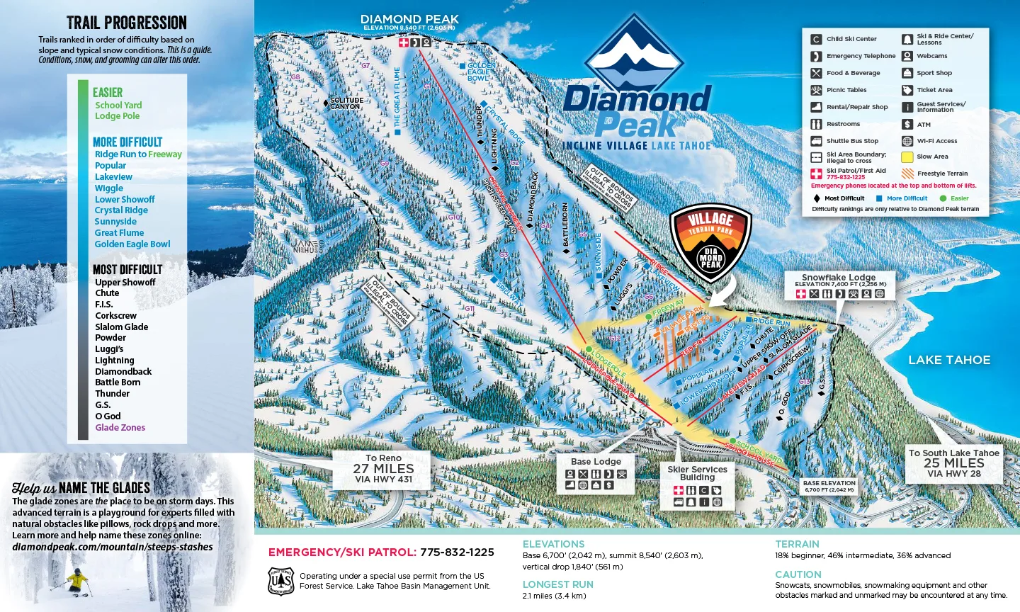 Diamond Peak ski resort trail map