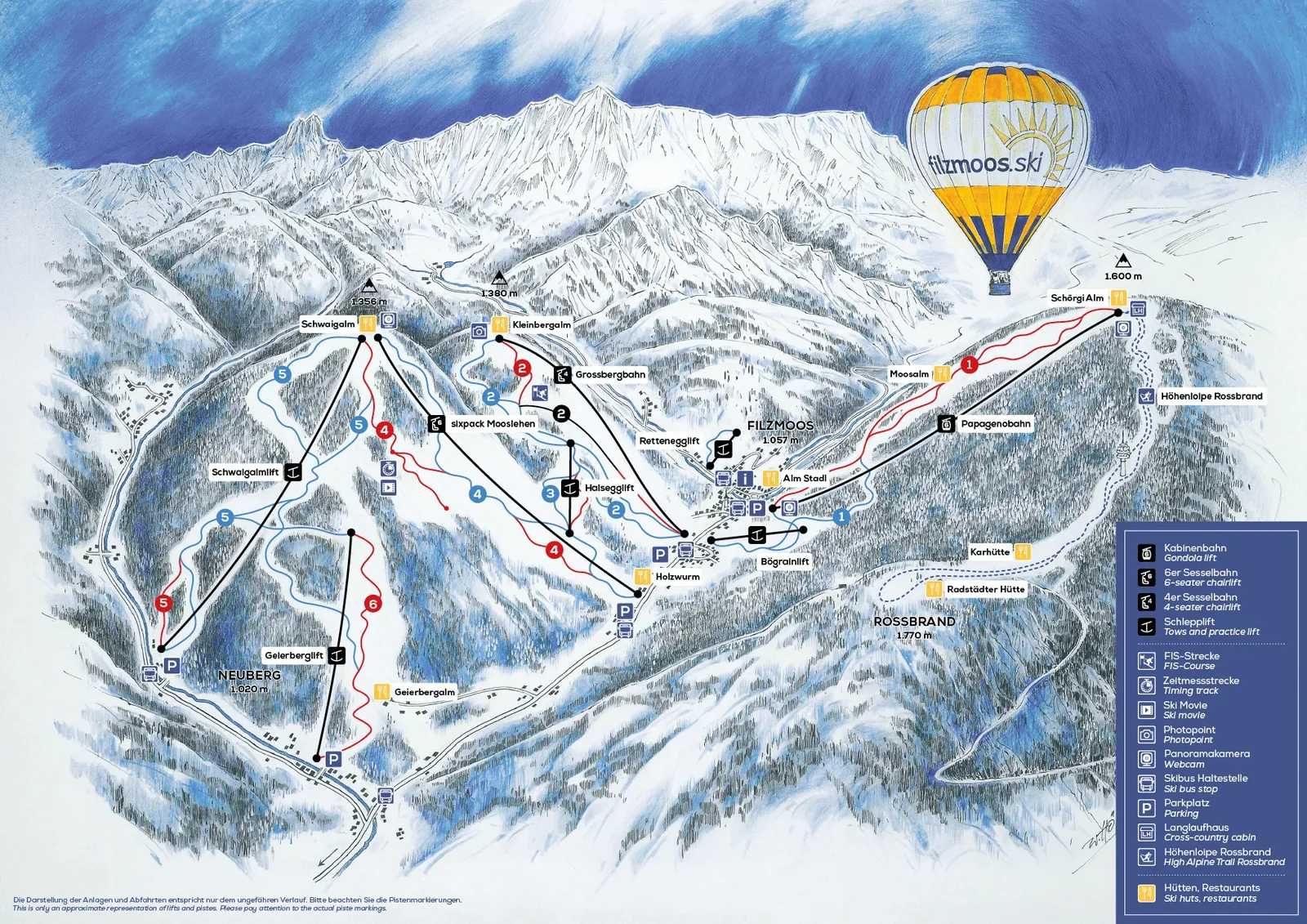 Filzmoos Neuberg ski resort trail map
