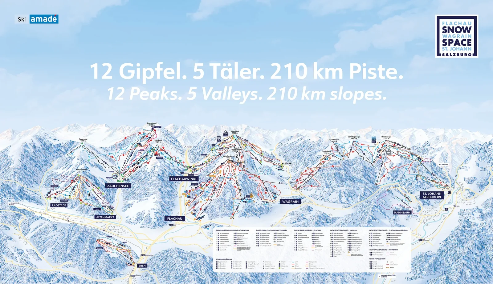 Flachau ski resort trail map