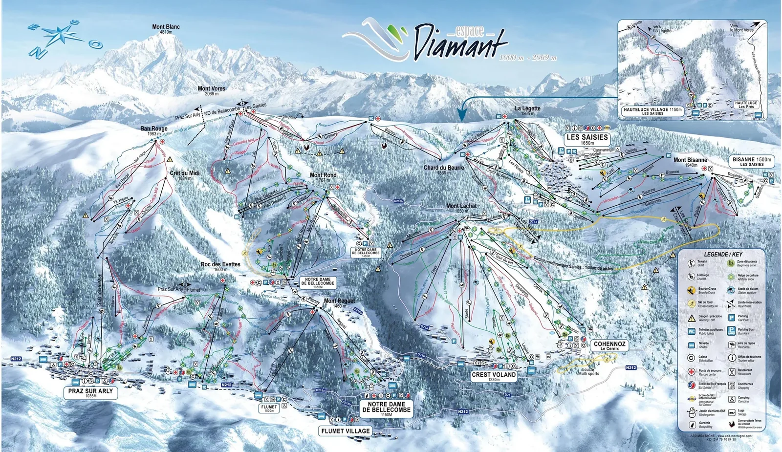 Flumet - St Nicolas la Chapelle ski resort trail map