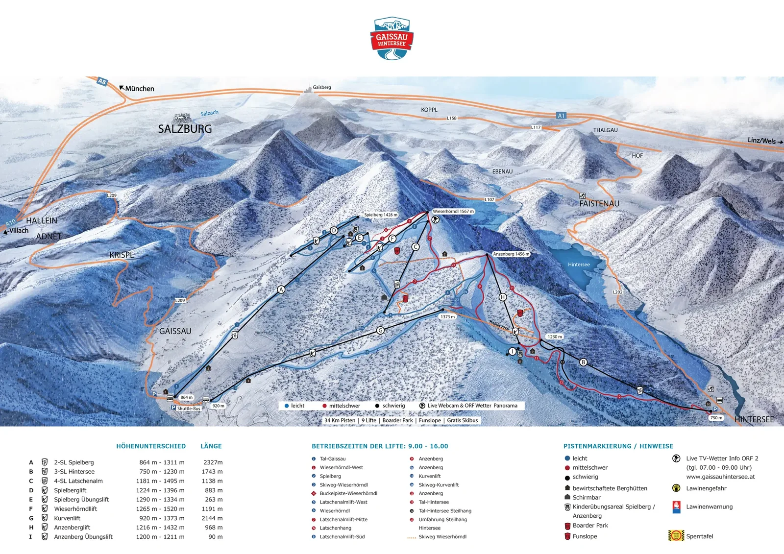 Gaißau Hintersee ski resort trail map