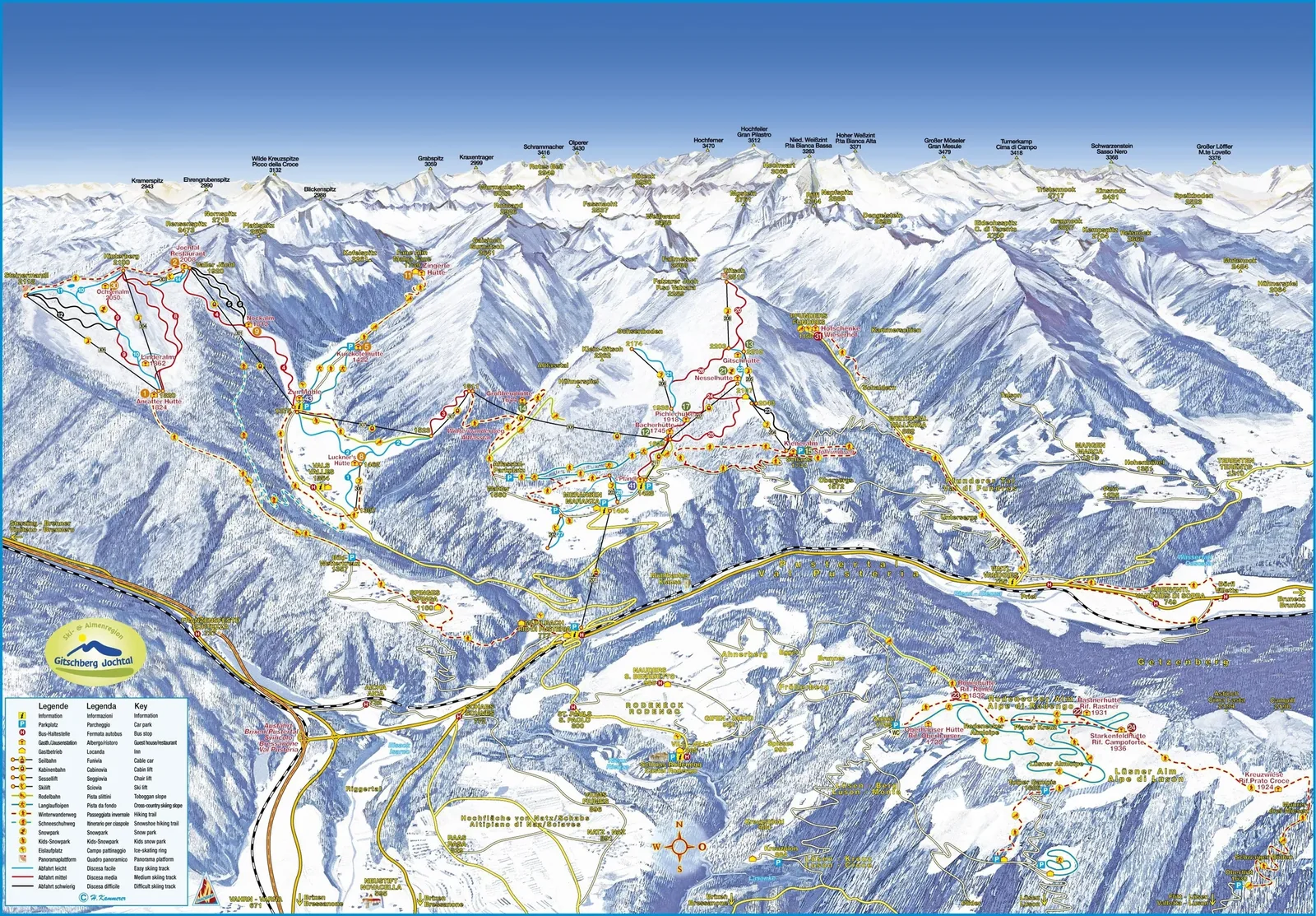 Схема склонов курорта Gitschberg/Maranza - Jochtal/Valles
