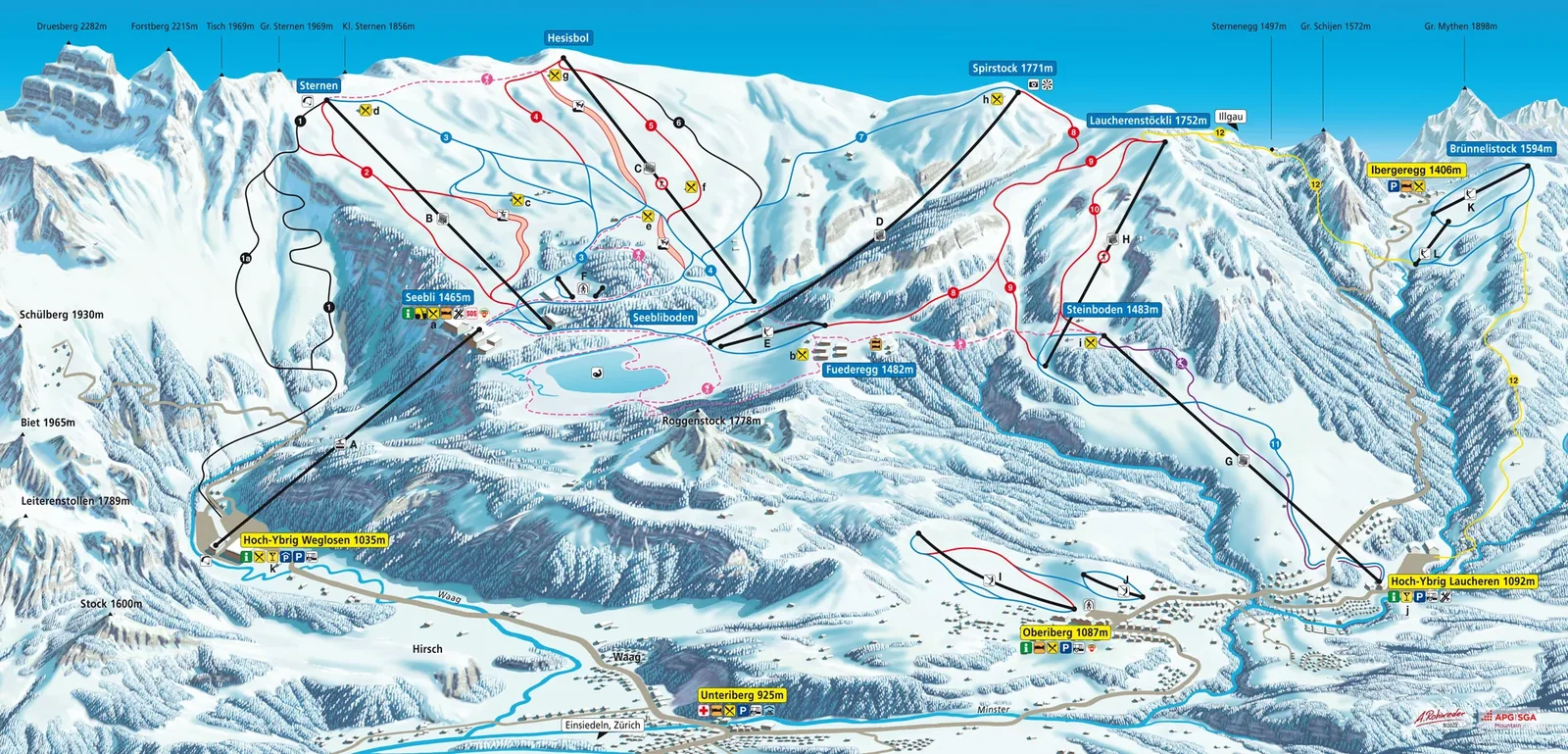 Hoch-Ybrig ski resort trail map
