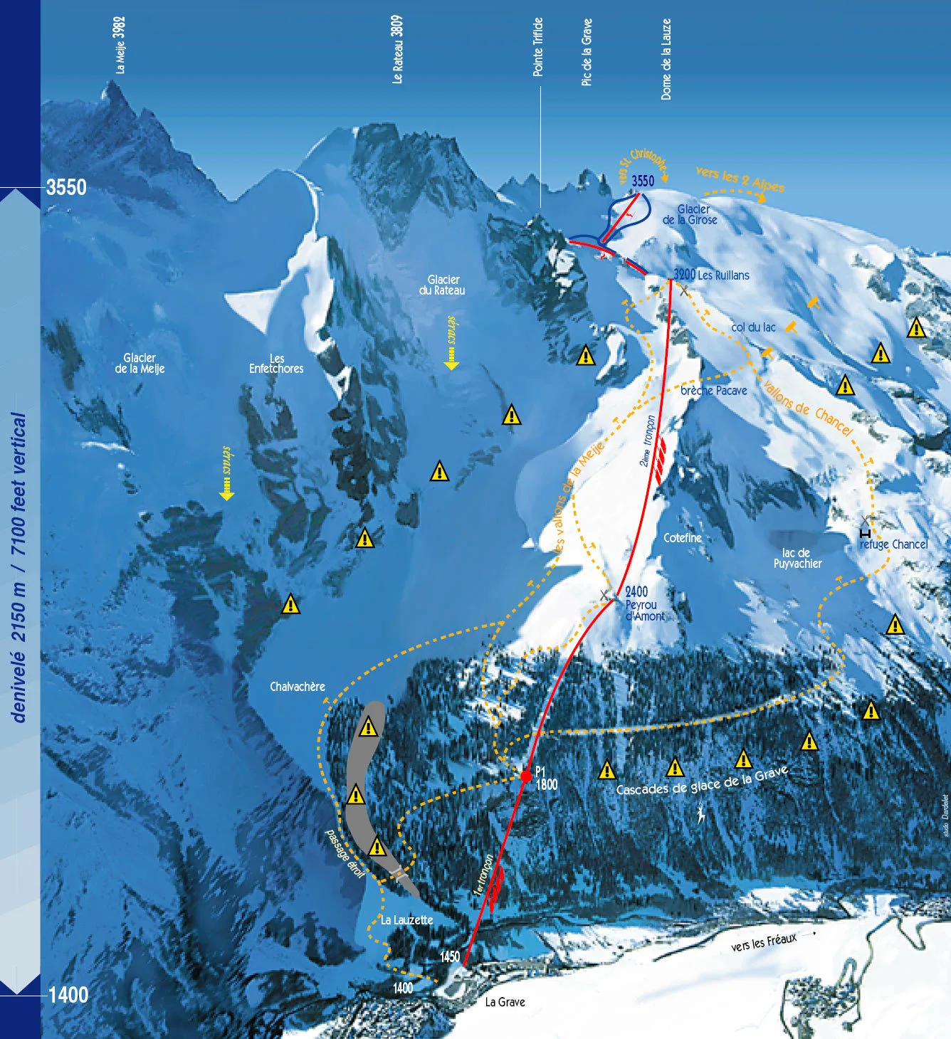 La Grave la Meije ski resort trail map