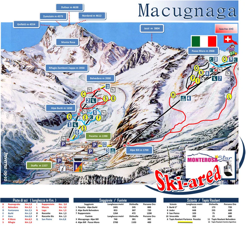 Macugnaga ski resort trail map