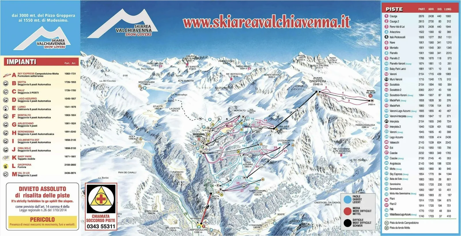 Madesimo ski resort trail map