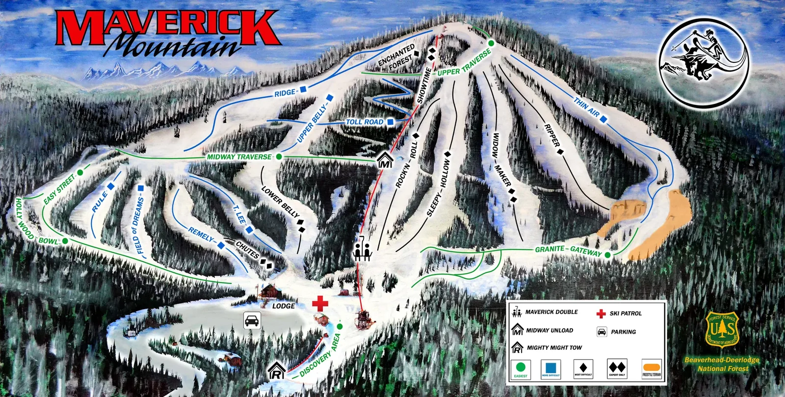 Схема склонов курорта Maverick Mountain
