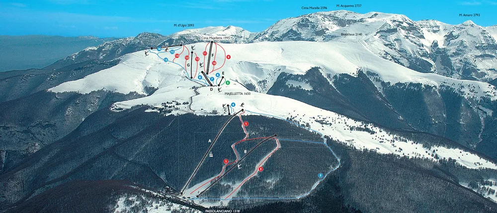 Passo Lanciano - Majelletta ski resort trail map