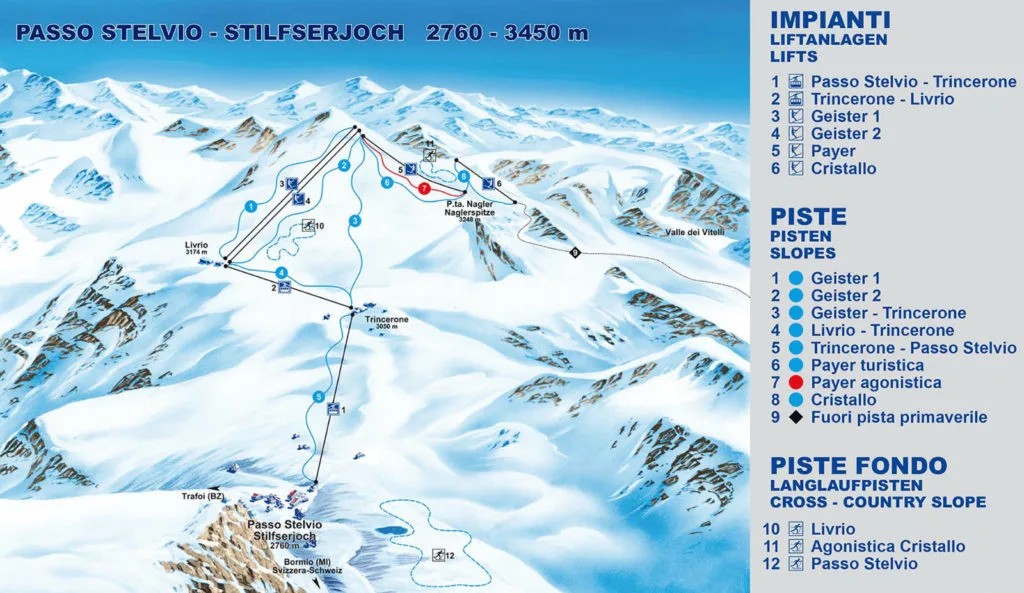 Passo Stelvio ski resort trail map